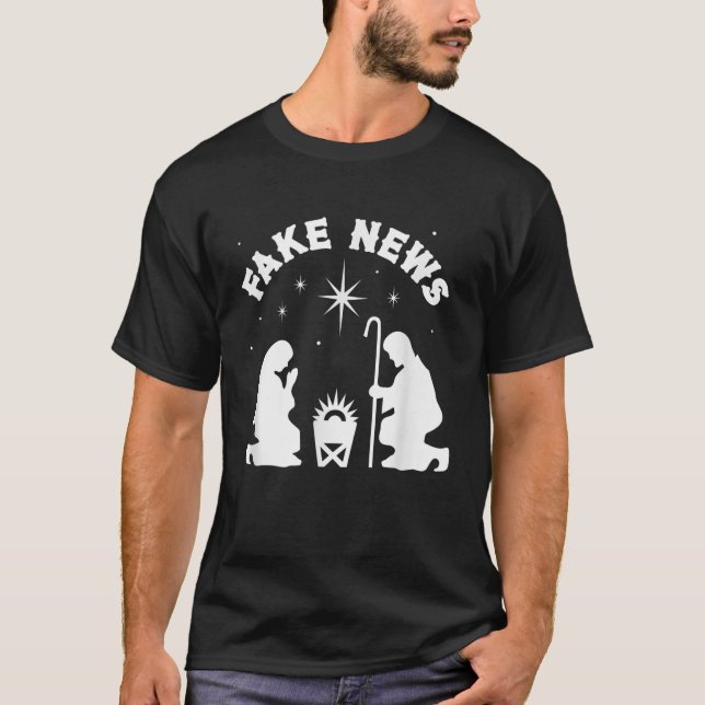 Atheist Fake News Ntivity Anti-Jul Religion T Shirt (Framsida)
