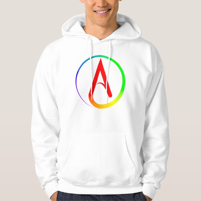 Atheist Symbol Rainbow Hoodie (Framsida)