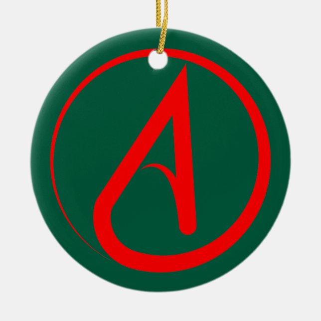 Atheist Symbol Red Julgransprydnad Keramik (Framsidan)
