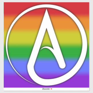 Atheist Symbol White over Rainbow Klistermärken