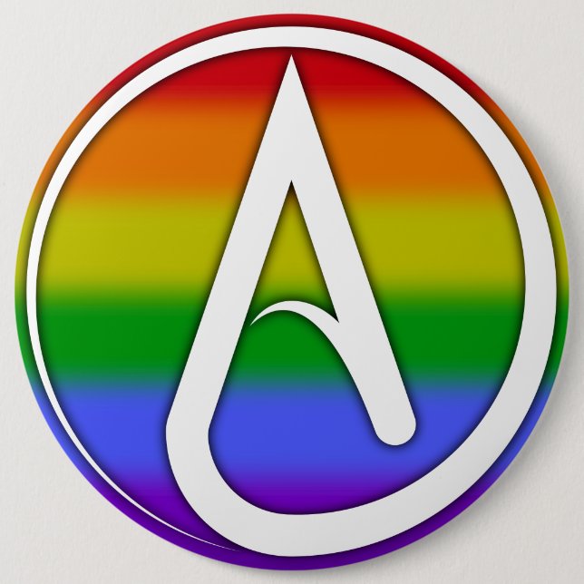 Atheist Symbol White over Rainbow Knapp (Framsida)