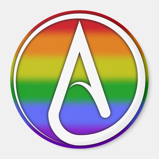 Atheist Symbol White over Rainbow Magnet (Framsidan)