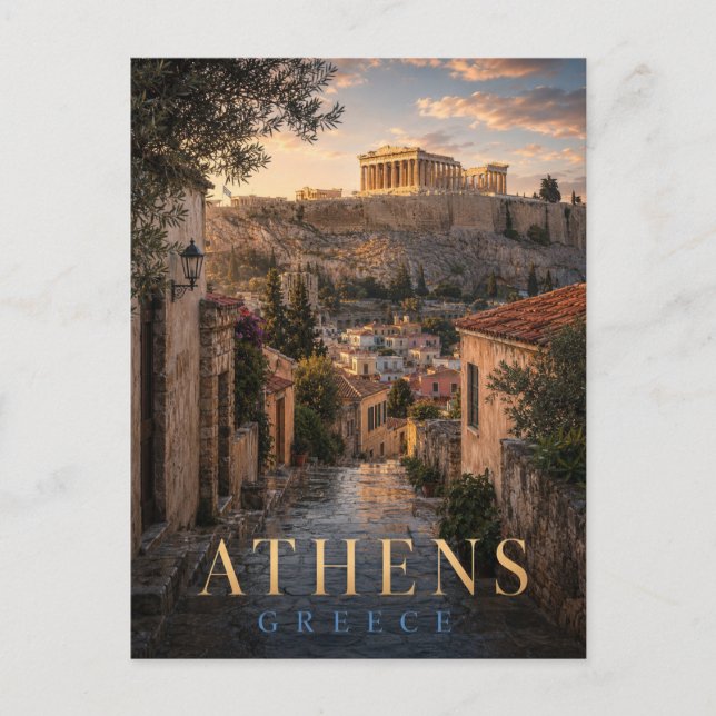 Athen Grekland Akropolis REALMS Vykort (Framsida)
