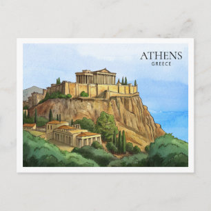 Athen Grekland Akvarell vykort Historiska vyer