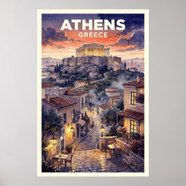 Athen Grekland Retro Resa Poster