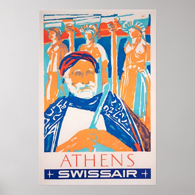 Athen Resor Poster Grekland Konst Grekisk Tryck Sw (Framsidan)