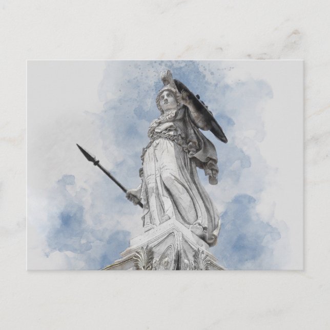Athena Greece Statue Helgdag Postcard - Classic Ar Helg Vykort (Framsida)