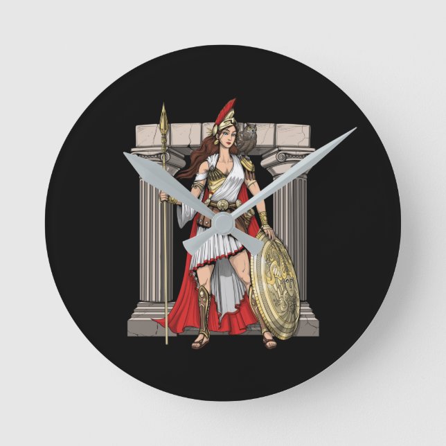 Athena Grekiska gudinna Rund Klocka (Framsida)