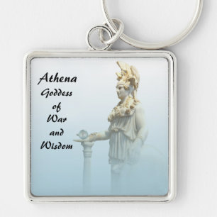 Athena i Mist Fyrkantig Silverfärgad Nyckelring