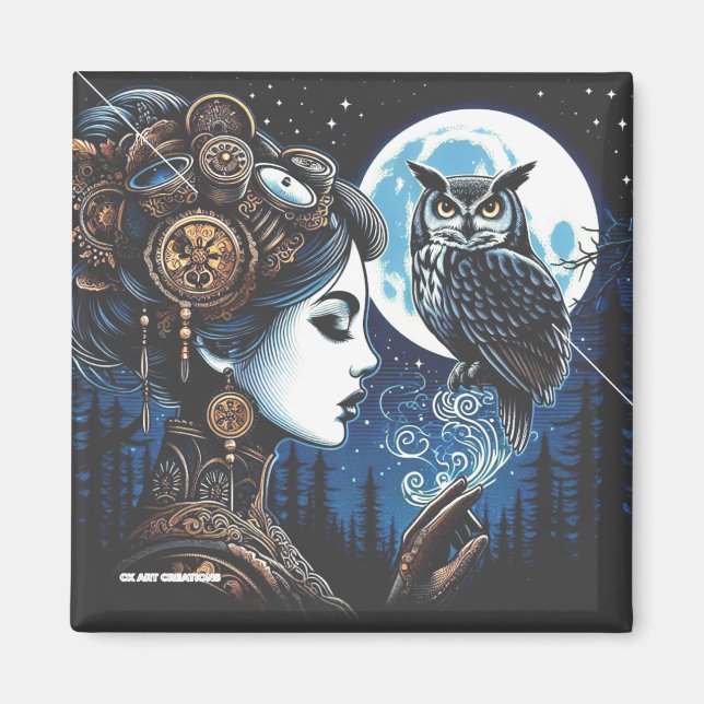 Athena och hennes uggla Magnet (Framsidan)