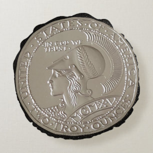 Athena och Uggla 2 Ounce .999+ Silver Rund Kudde
