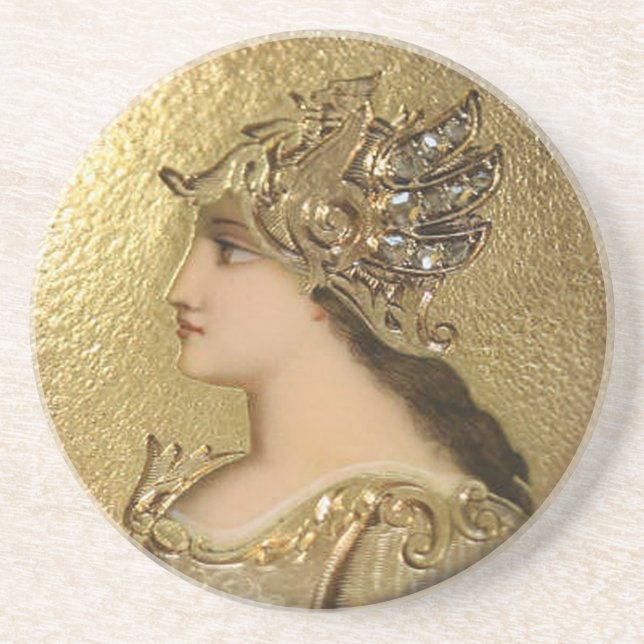 ATHENA PORTRÄTT MED GOLDEN HELMET OCH GRIFFINS UNDERLÄGG (Framsidan)