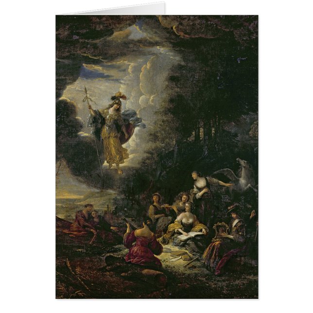 Athena som besöker musorna hälsningskort (Framsidan)