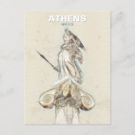 Athena Statue Sketch Postcard - Ancient Greece Helg Vykort