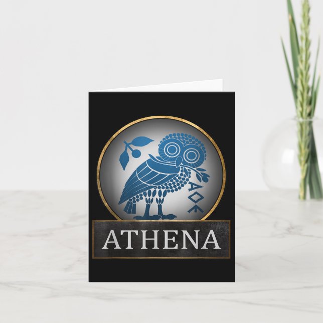 Athena Uggla symbol för den grekiske gudinnan i Wi Kort (Framsida)