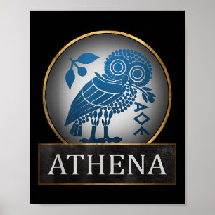 Athena Uggla symbol för den grekiske gudinnan i Wi Poster