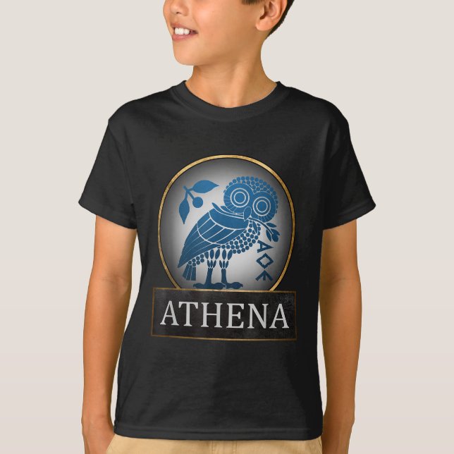 Athena Uggla symbol för den grekiske gudinnan i Wi T Shirt (Framsida)