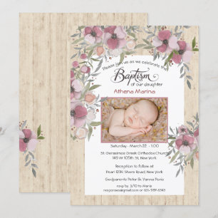 Athena Wood Baptism-inbjudan Inbjudningar