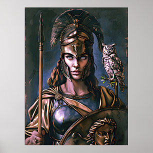 "Athenas starka lojalitet" Färgrik Porträtt Poster
