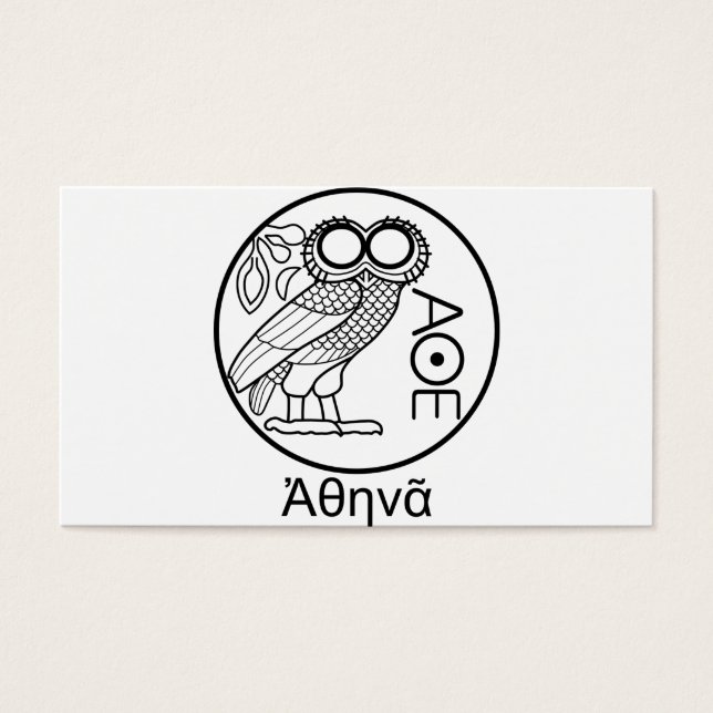Athenas uggla tetradrachm (grekiskt teckensnitt) visitkort (Framsidan)