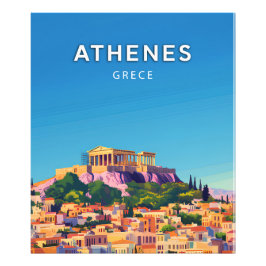 Athenes, Grece, Poster style rétro-chic