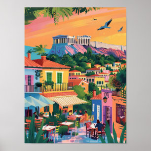 Athenes tryck Athenes illustration Grekland Resa P