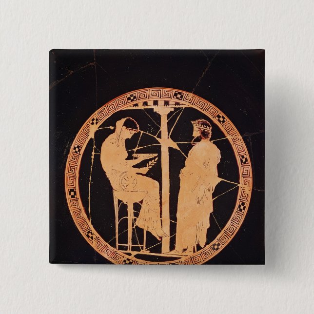 Athenianröd-figur kylix som visar Aegeus Knapp (Framsida)