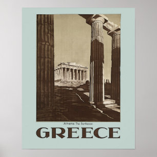 Athens: Affischen för ParthenonGREKLAND vintage Poster
