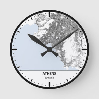 Athens Clock City Line Art Rund Klocka