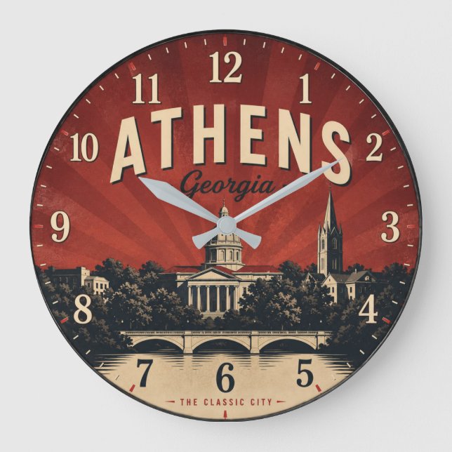 Athens Georgia College Town Decor Stor Klocka (Framsida)