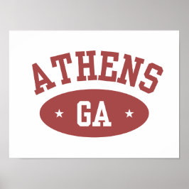 Athens, Georgia Vintage Atletisk Stil Affisch för
