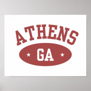 Athens, Georgia Vintage Atletisk Stil Affisch för