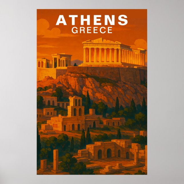 Athens, Greece Ancient Classic Ruins Poster (Framsidan)