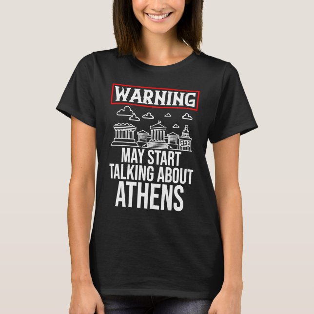 Athens Greece City Skyline Map Travel 1 T Shirt (Framsida)