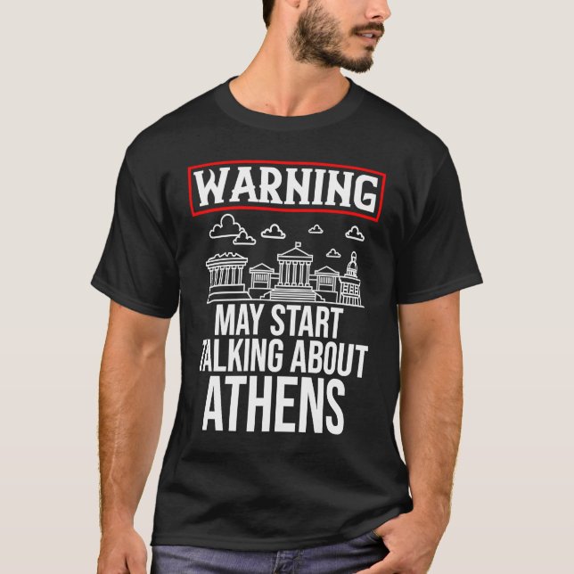 Athens Greece City Skyline Map Travel 1 T Shirt (Framsida)