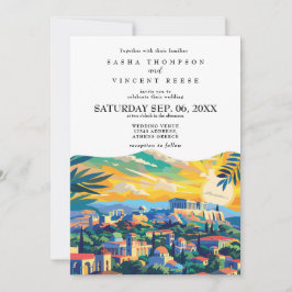 Athens Greece Wedding Invitation Retro Inbjudningar