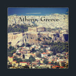 Athens Grekland Magnet<br><div class="desc">Panorama- beskåda av tempelkomplex i Athens Grekland.  Kick på en påfyllning ovanför staden.</div>