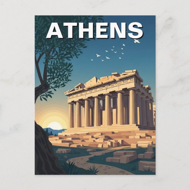 Athens Grekland Parthenon Resa Vykort (Framsida)