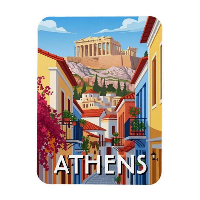 Athens Grekland Plaka Resa Magnet (Vertikal)