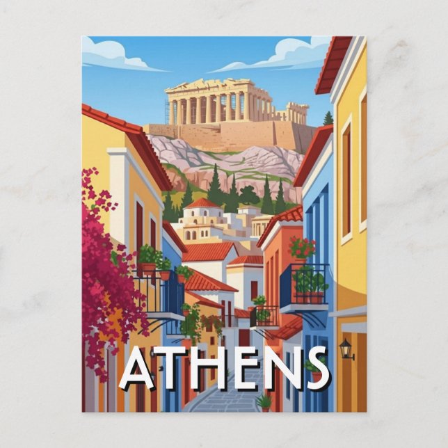 Athens Grekland Plaka Resa Vykort (Framsida)