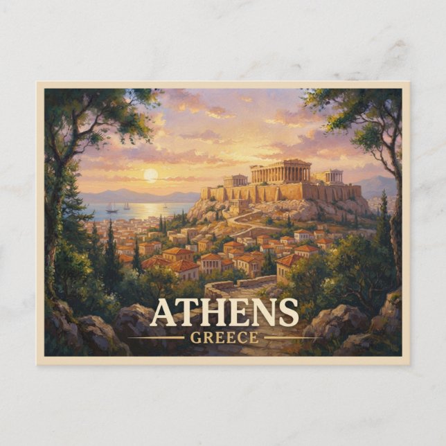 Athens Grekland Resa Vykort (Framsida)