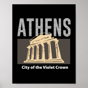 Athens Grekland Vintage Resemål Landmärke Design Poster