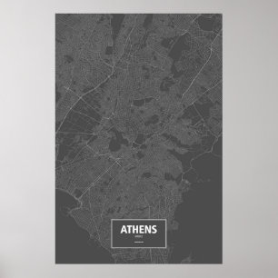 Athens Grekland (vit på svart) Poster