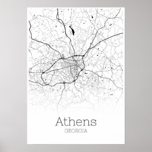 Athens karta - Georgia - stadskartaaffisch Poster