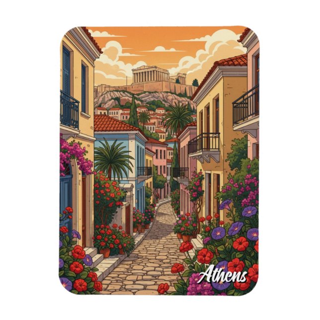 Athens Plaka Grekland Resa Magnet (Vertikal)