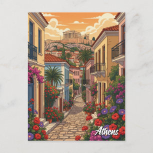 Athens Plaka Grekland Resa Vykort