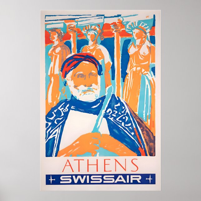 Athens Resemaffisch Grekland Konst Grekiskt Tryck (Framsidan)