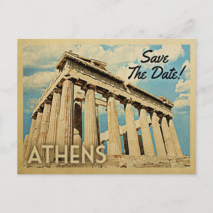 Athens Spara Datum Grekland Meddelande Vykort