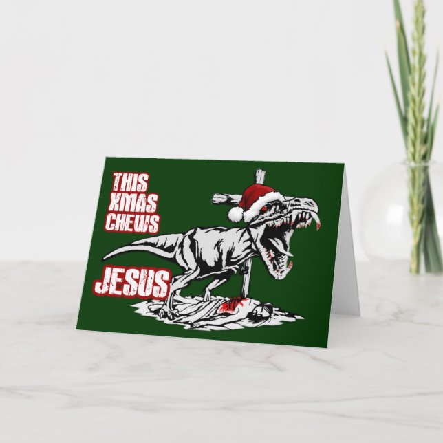 Athiest T Rex julafton Helgkort (Framsida)