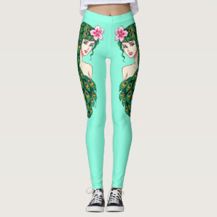 Athleisure för påfågelflickakrickan Yoga flåsa Leggings